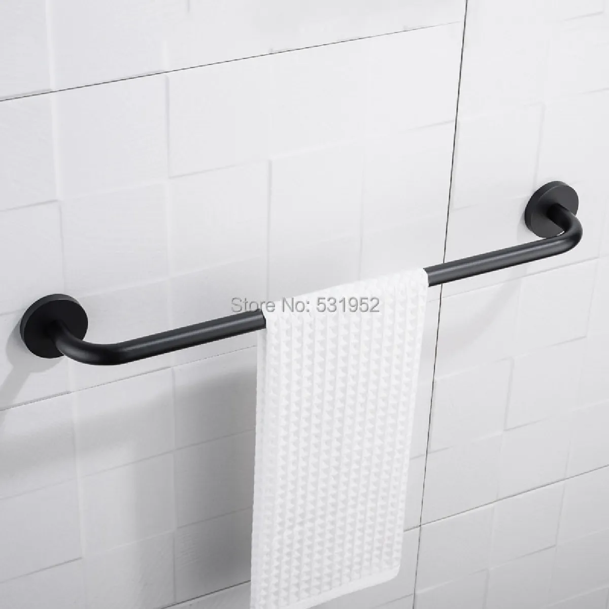 Universal Bâton de serviette unique Noir mat
