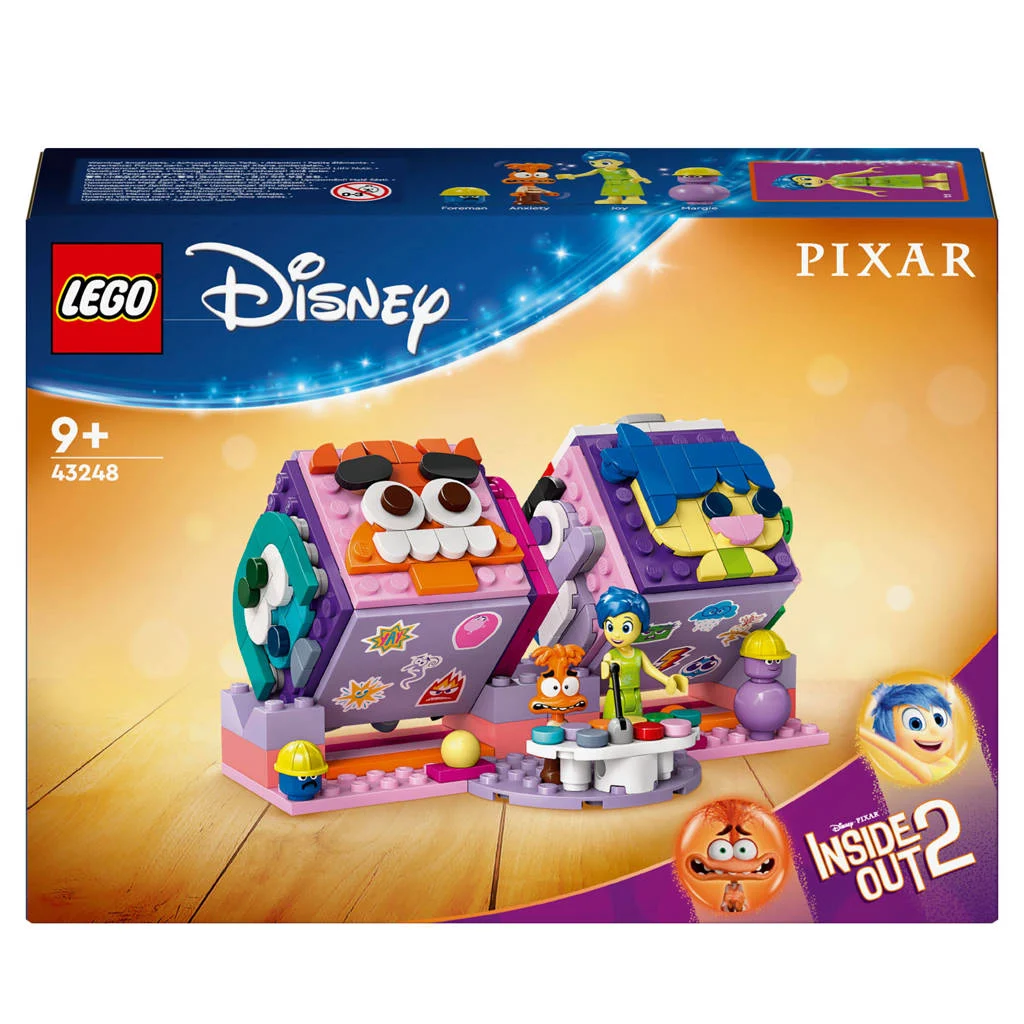 Mooie kleurrijke set voor uren plezierInside Out 2 humeurkubussen van Pixar Bouwbaar Emoties Leren Speelgoed 43248