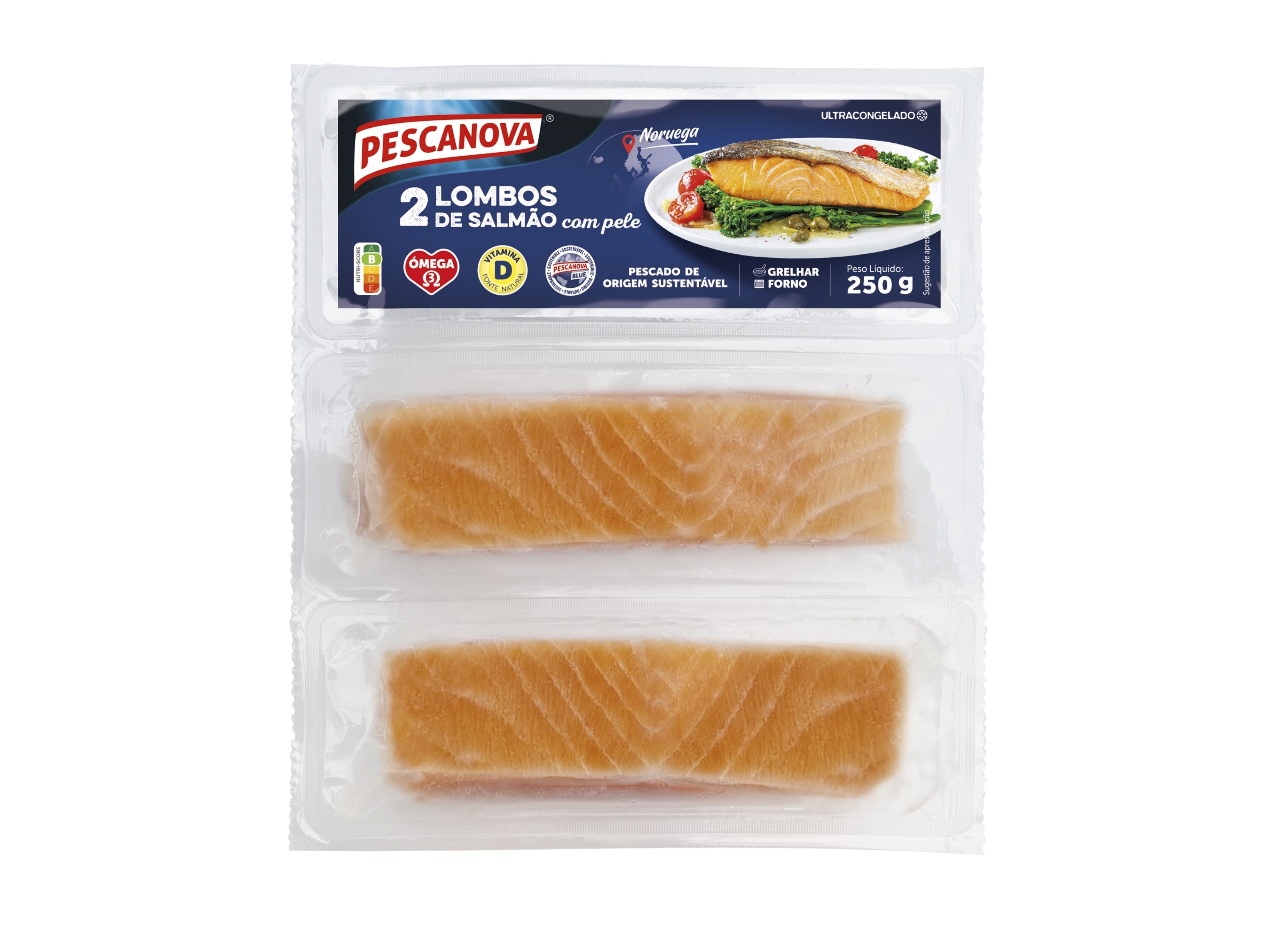 LOMBOS DE SALMÃO PESCANOVA COM PELE 250G (2UN)