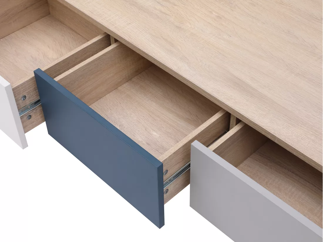 Table basse avec 3 tiroirs et 1 niche - Multicolore - FILUTIA