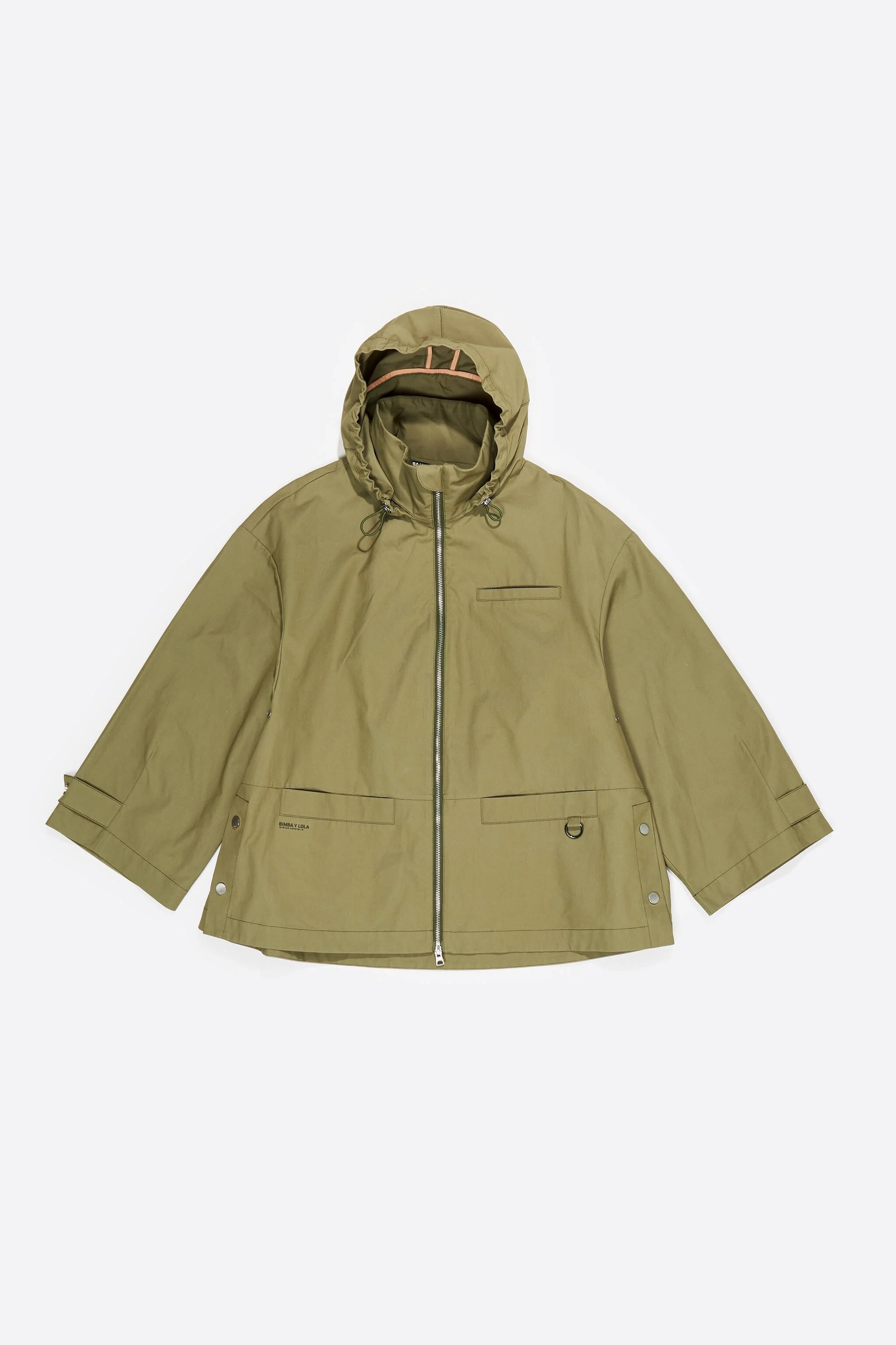 Trench coat evasê em algodão cáqui claro
