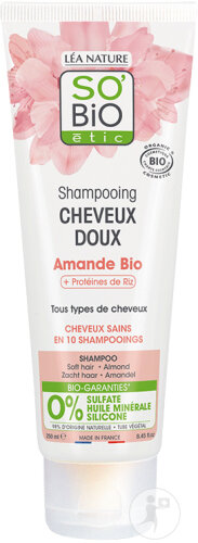 So'Bio Étic Shampoing Cheveux Doux Lait D'Amande Et Protéines De Riz Tous Types De Cheveux Bio 250ml