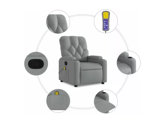 Fauteuil de massage inclinable Gris clair Tissu