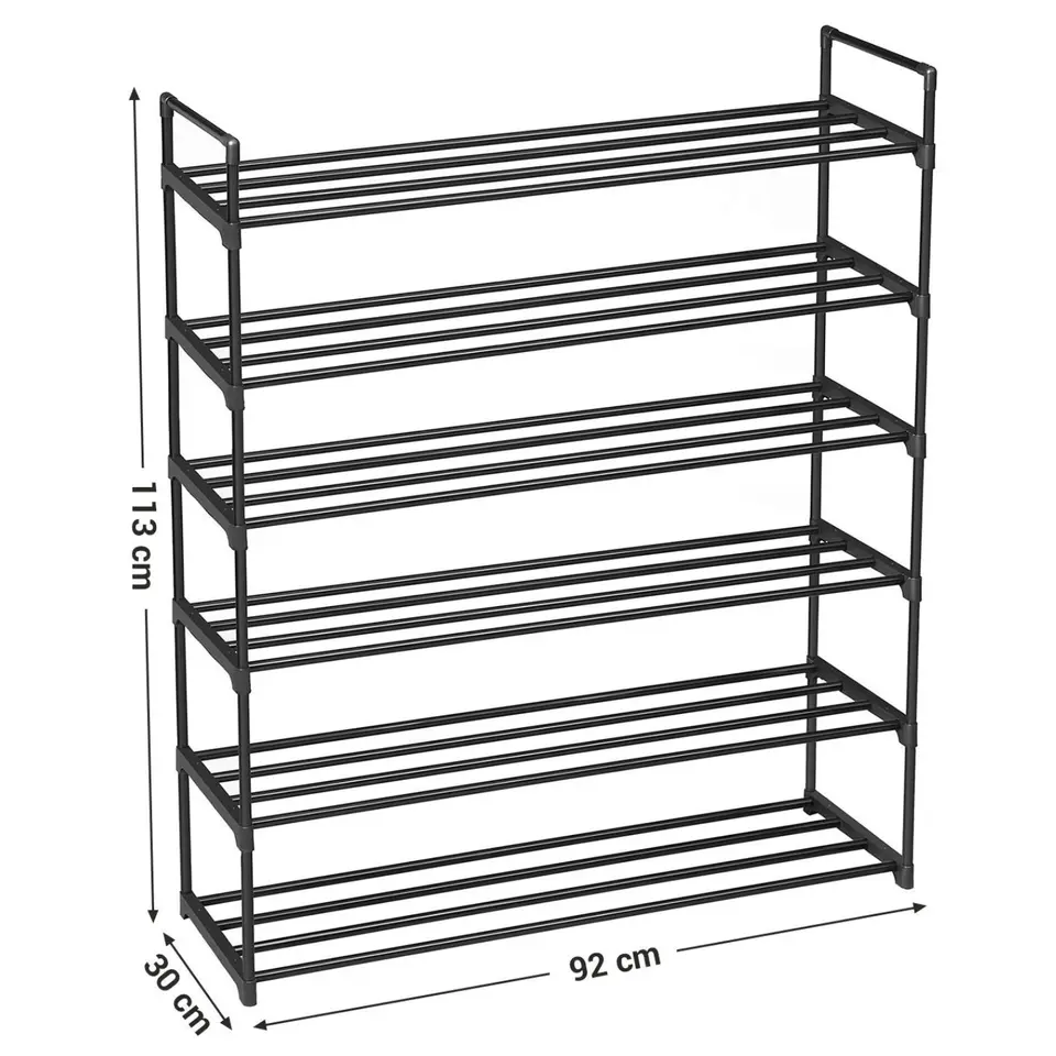 Schoenenrek - stapelbaar - 92x113x30 cm - zwart