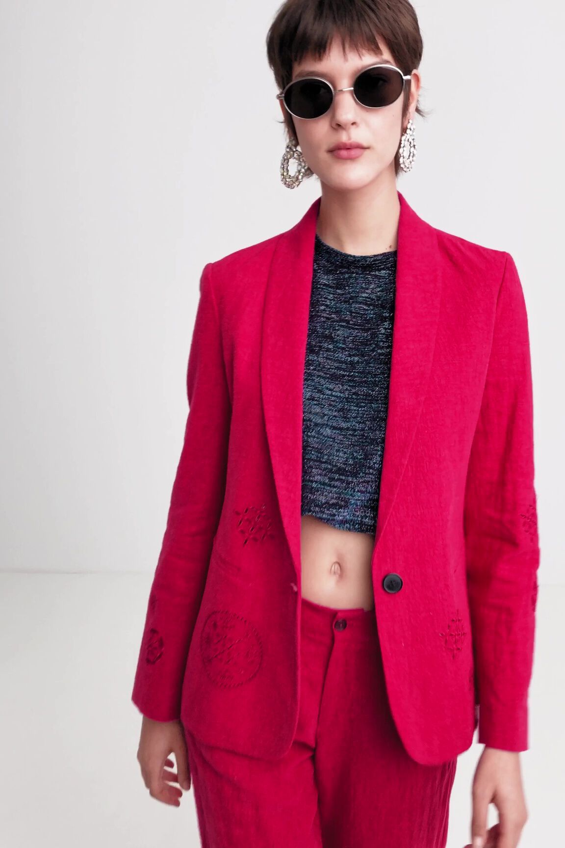 Blazer fuchsia ajouré