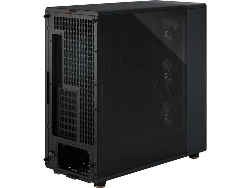 Fractal Design PC-Gehäuse North XL TG Schwarz Elegantes Gehäuse mit Seitenfenster und offener Front aus echtem Walnussholz
