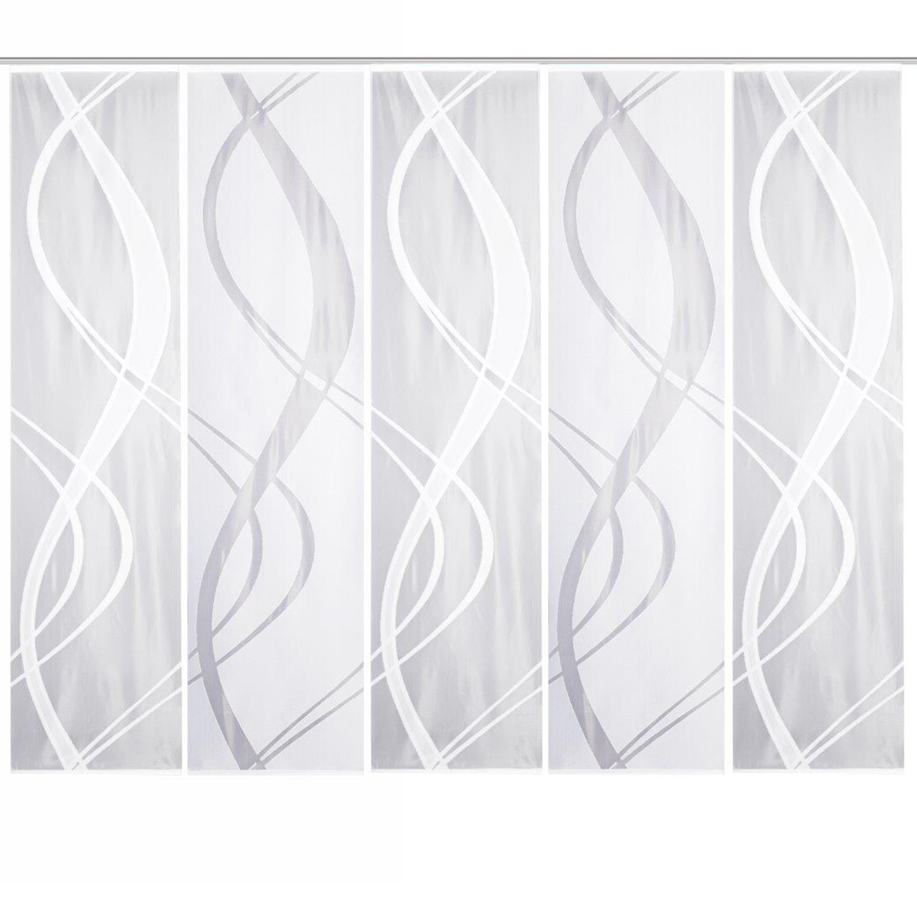5-teiliges Schiebevorhang-Set TIBASO - transparent-weiß - je 57x225 cm