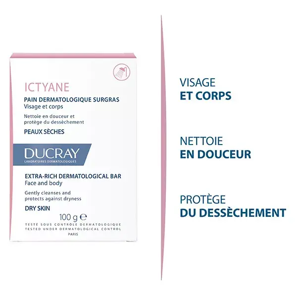 Sabonete de limpeza dermatológica extra-nutritiva Ducray Ictyane 100g