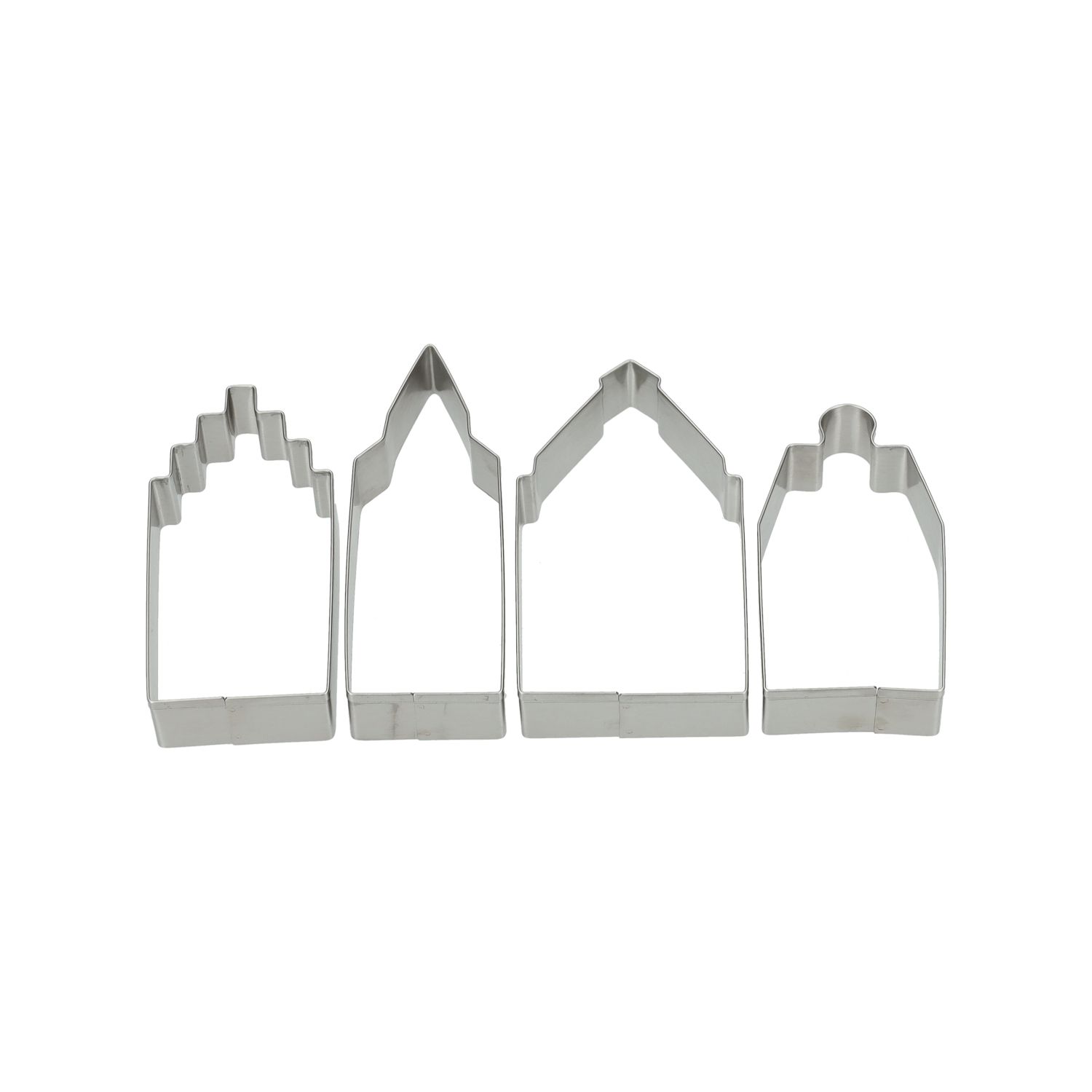 Uitsteekvorm huisje, recycled rvs, 4 stuks