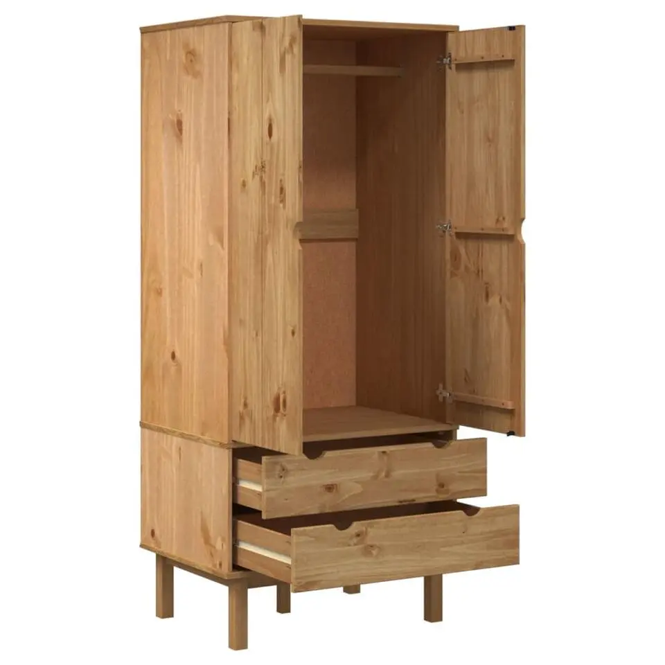 vidaXL - Kledingkast OTTA met 2 lades - Grenenhout - Bruin - 76.5x53x172 cm