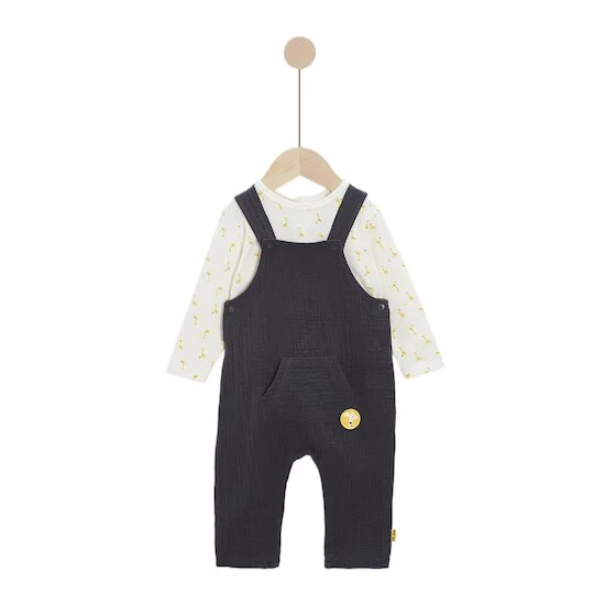 Ensemble Salopette + Haut   Imprimé girafe        de               P'tit bisou