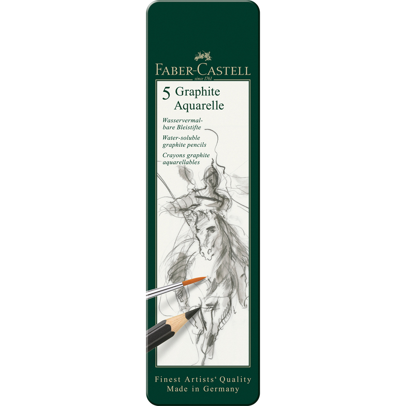 Faber-Castell Bleistifte Graphite Aquarelle, 3.3 mm, HB/2B/4B/6B/8B, schwarz