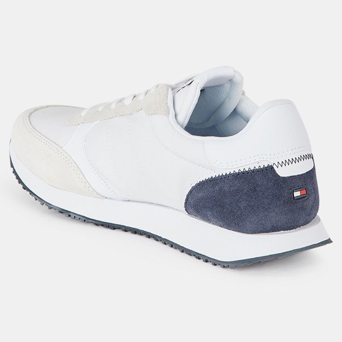 Tommy Hilfiger Baskets running en Velours de Cuir & Coton Mix Matières blanches