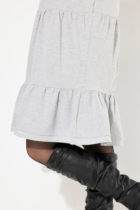 Sweatkleid, Kapuze, A-Linie, V-Ausschnitt, Langarm