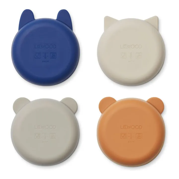 Liewood Bols en silicone Iggy - Set de 4 | Bleu marine
