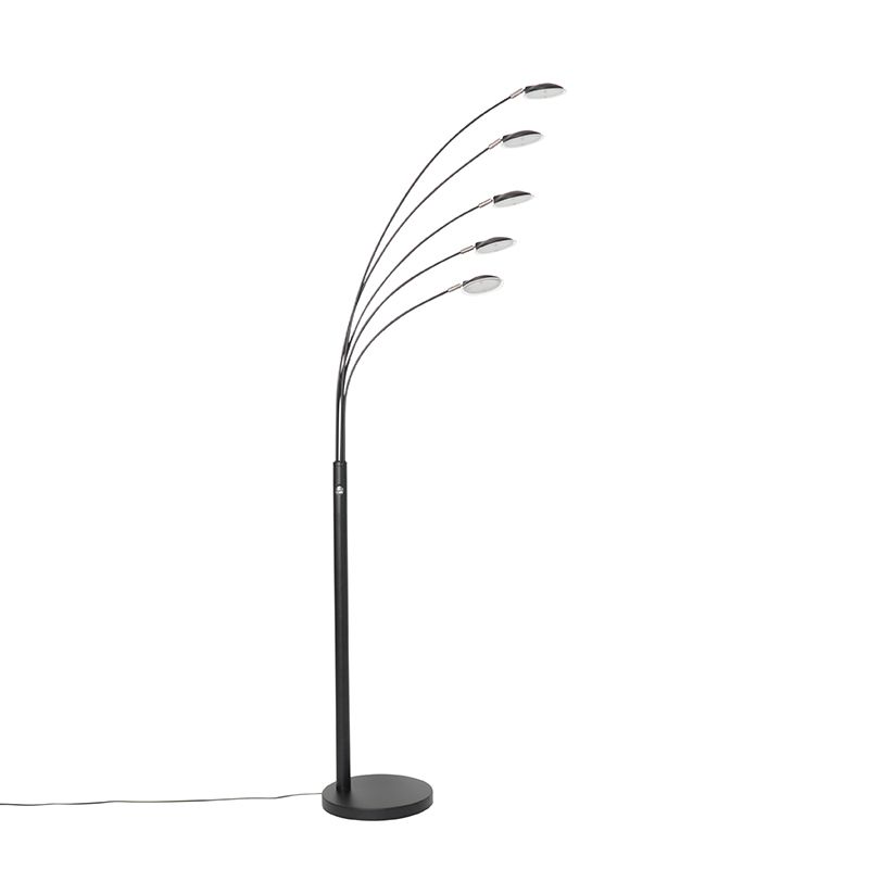 Design vloerlamp zwart incl. LED 5-lichts dimbaar - Sixties Trento