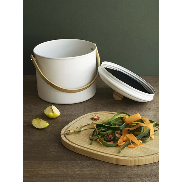 Seau à compost d'intérieur métal et bambou 7 L Pebbly
