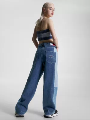 Calça jeans folgada de três tons