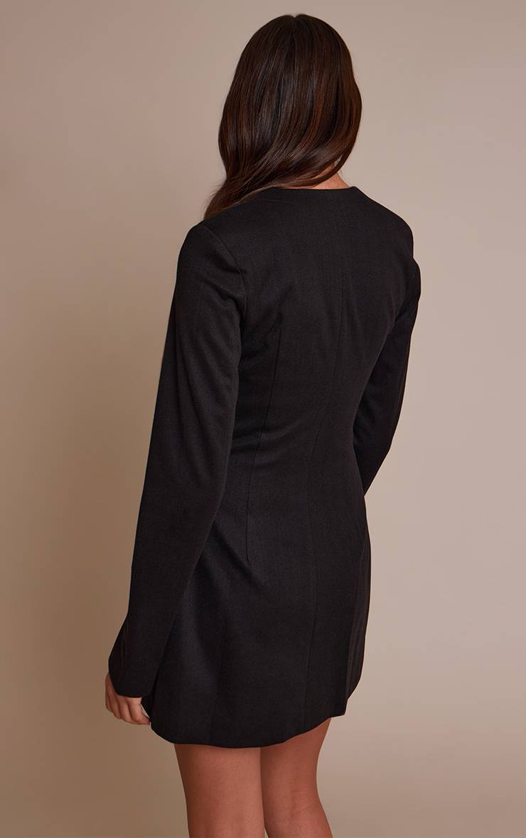 Noir Robe Blazer Boutonnée En Bouclé
