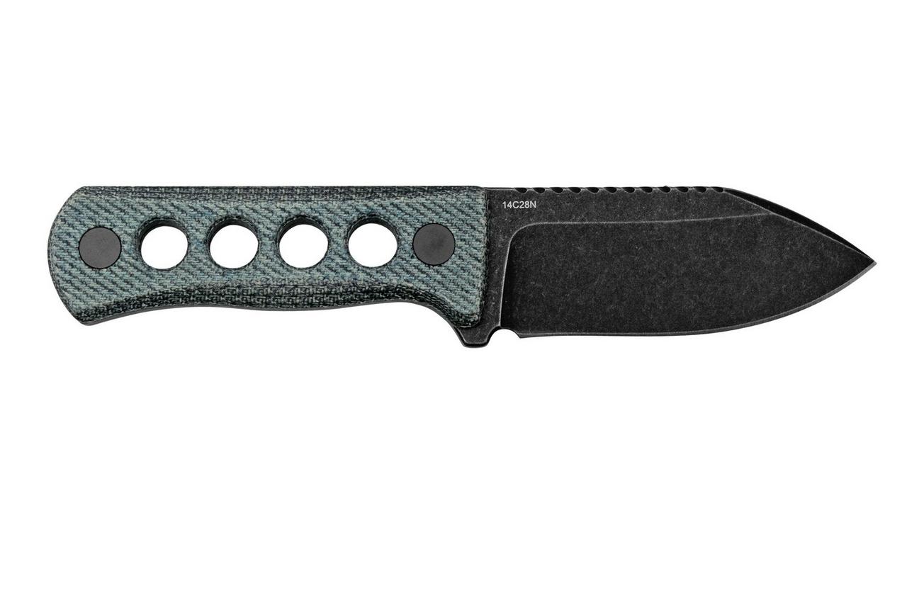 QSP Knife Canary QS141-D2 Blackwashed, Denim Micarta, nekmes