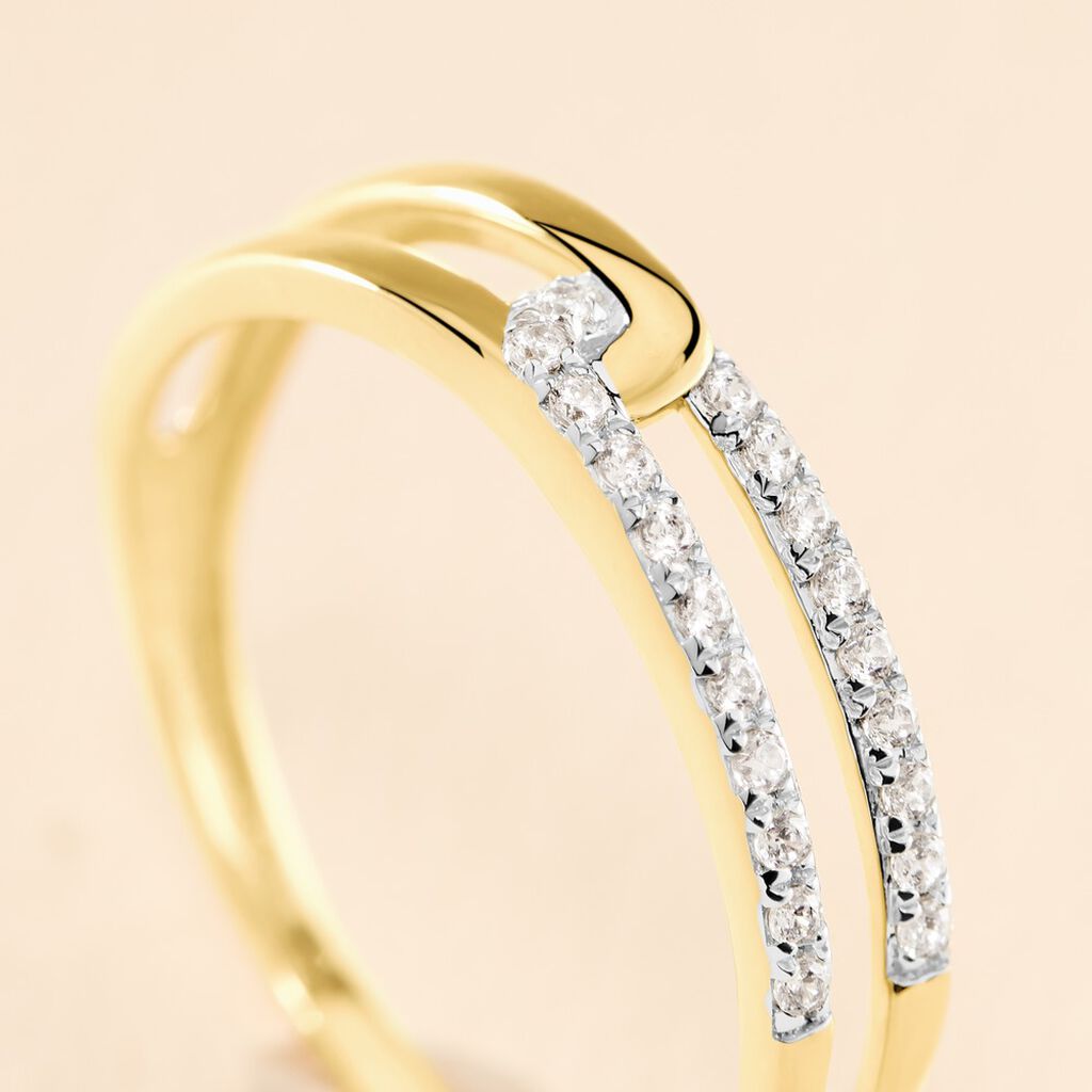 Bague Graphic Lines Or Jaune Oxyde De Zirconium