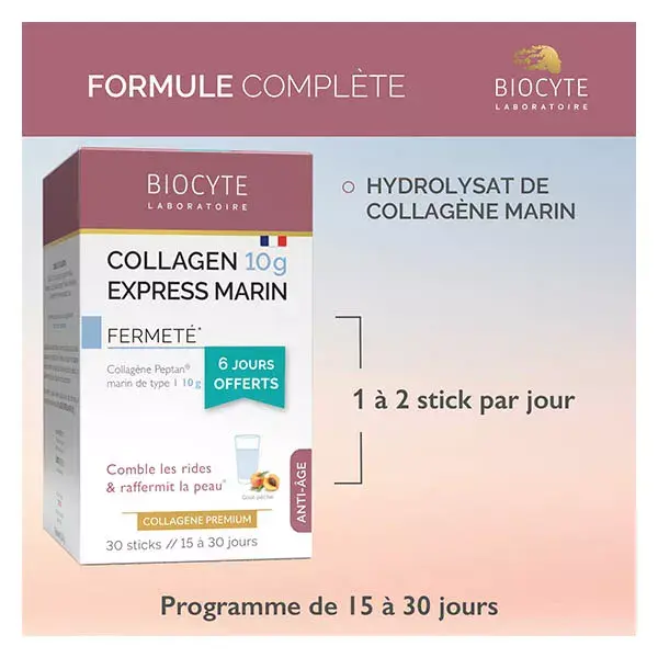 Biocyte Collagen 10g Express Colágeno Marinho Peptan® tipo 1 - 30 sachês