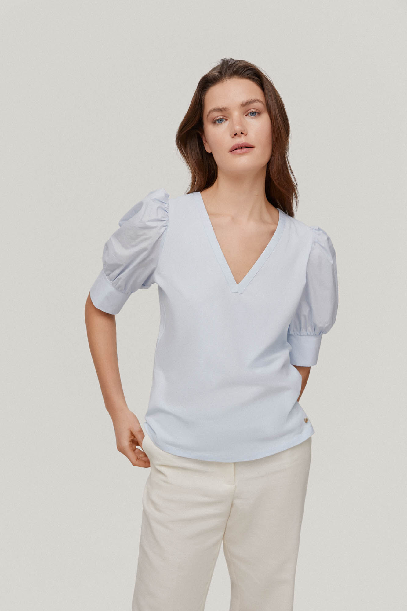 Camiseta Combinada - Azul