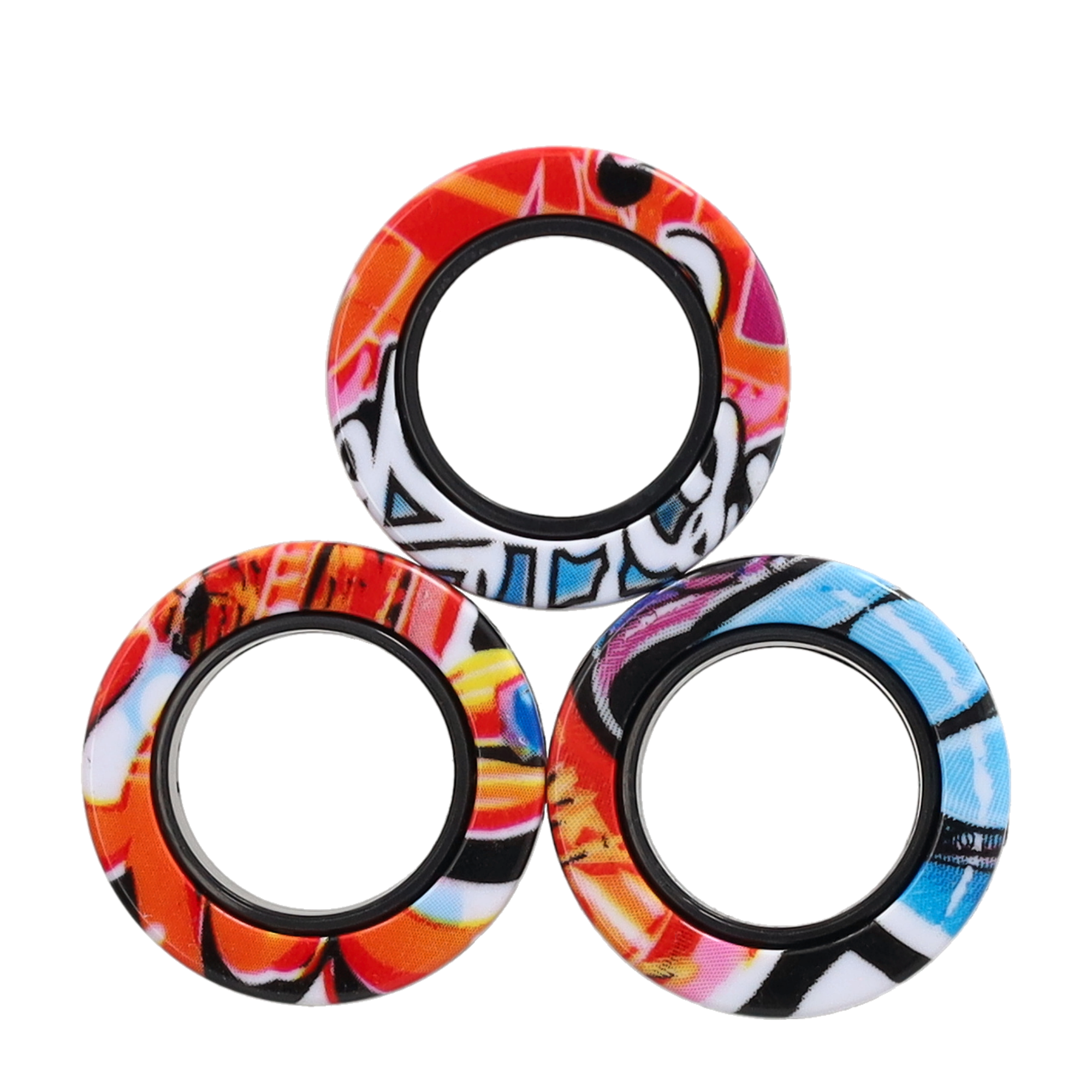 (3er Set) Ø3cm Anti Stress Finger Ring Spiel Magnetisches Fidget Hand Spinner Spielzeug - Assortiert