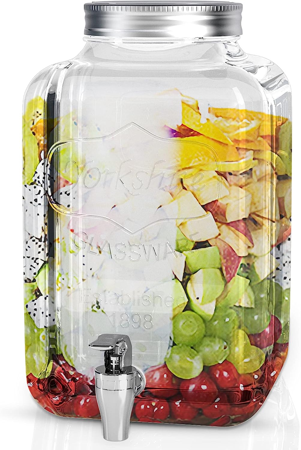 (4L) Glas Getränke Spender mit Zapfhahn Retro Einmachglas Dispenser für Limonade / Wasser / Fruchtsaft / Ice Tea