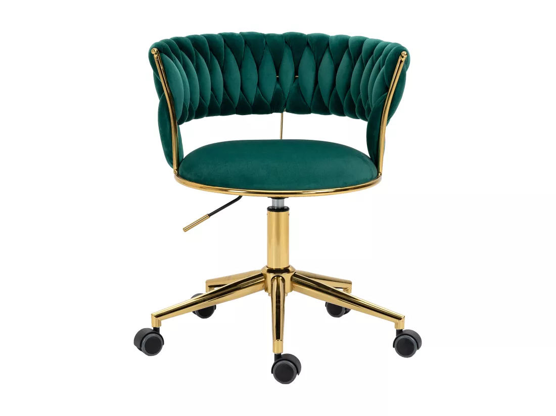 Chaise De Bureau Douce En Velours, Rotation 360°, Réglage De Hauteur, Base En Acier