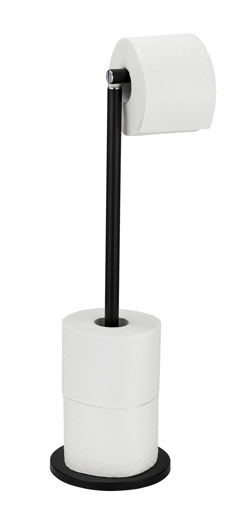 Wenko staande toiletrolhouder 2-in-1 mat zwart