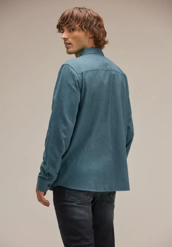 Flanellhemd in Melange - turquoise green melange