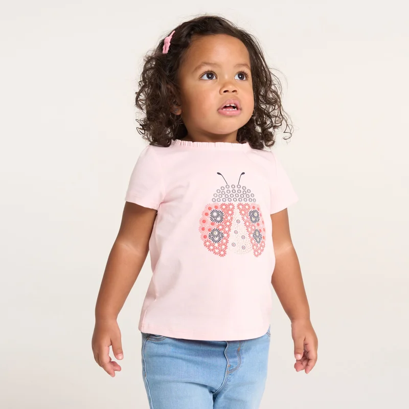 T-shirt coccinelle en relief rose bébé fille Rose
