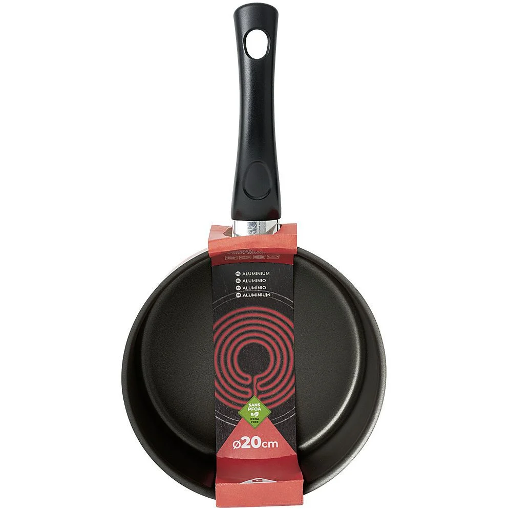 Casserole aluminium antiadhésive noir et rouge Ø 20 cm