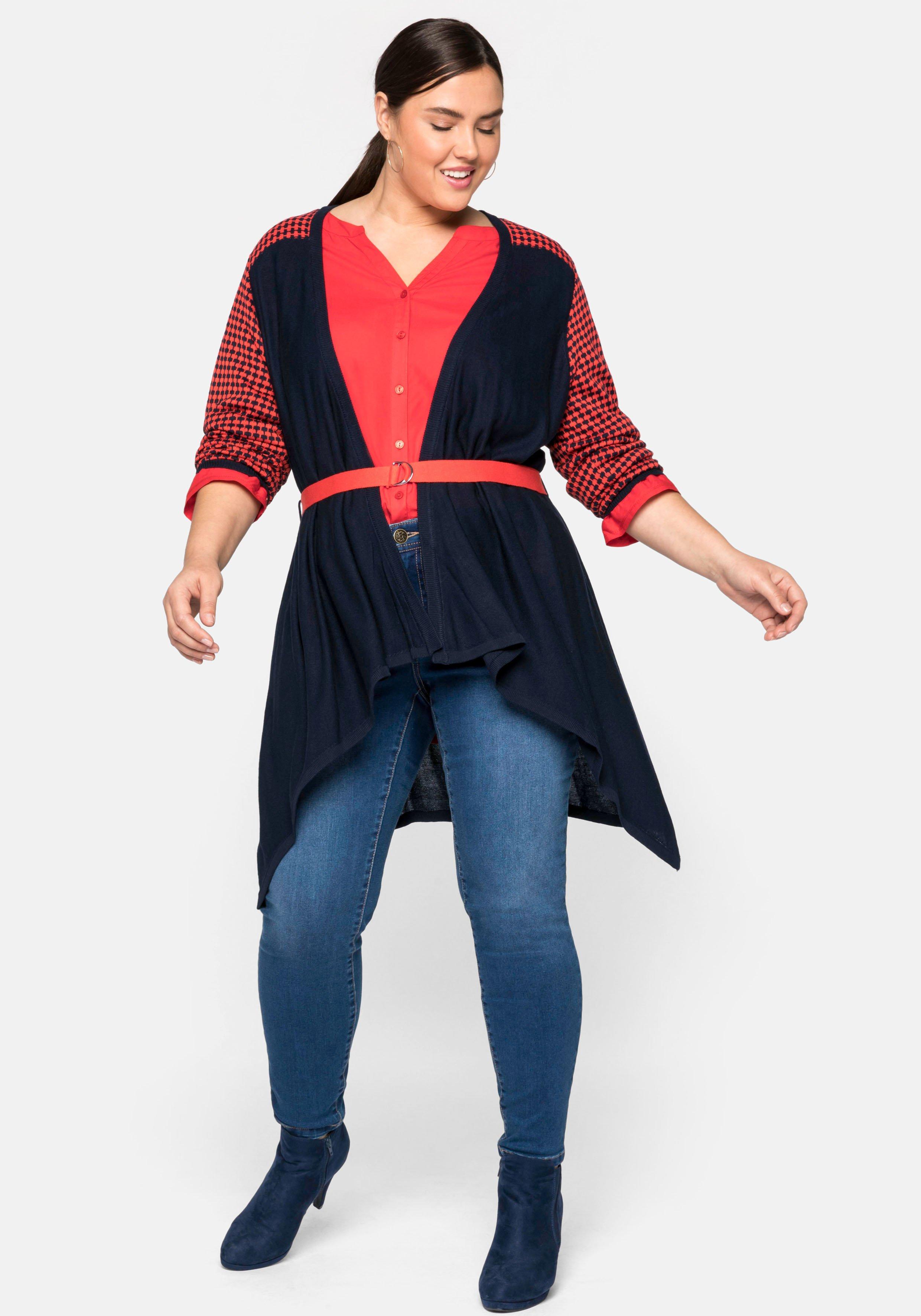 Longstrickjacke im Muster- und Farbmix