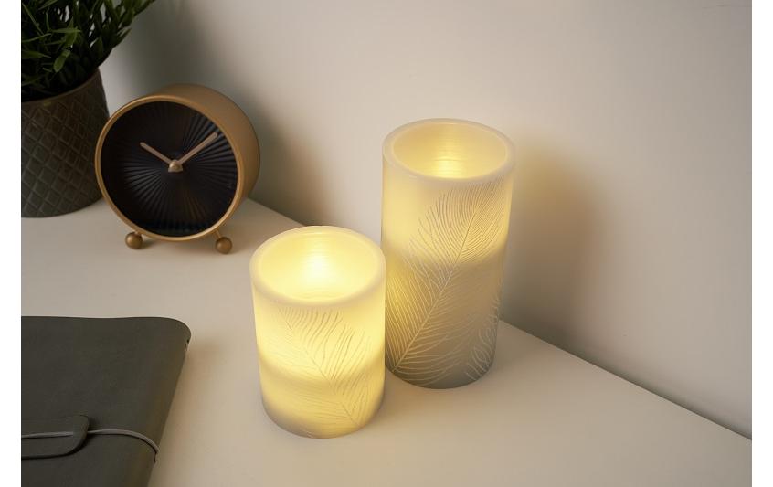LED-Kerzen Set Cosy Feather, Ø 7.6 cm, Grau/Weiss, 2 Stk.LED-Wachskerze, 2er Set