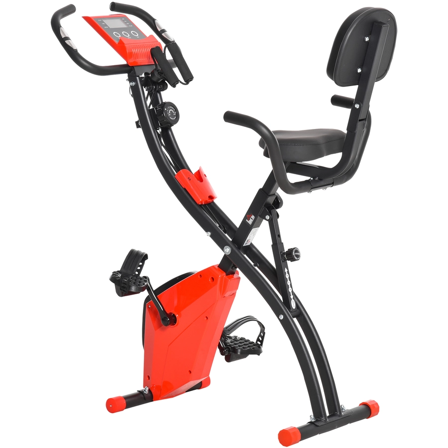 HOMCOM Fahrradtrainer mit LCD Display rot, schwarz