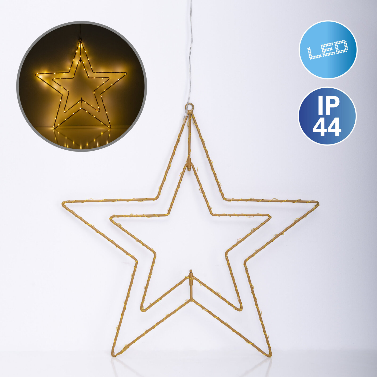 LED-Outdoor-Weihnachtsleuchte STERN - goldfarben - Ø 40 cm
