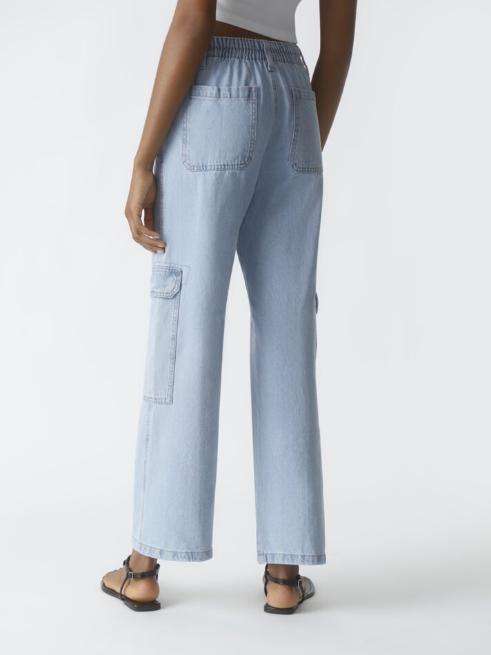 Calça cargo - Azul índigo claro
