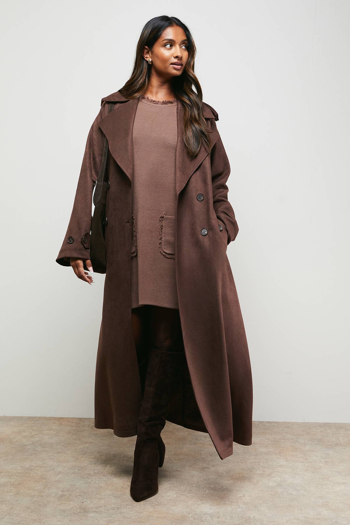 Oasis Manteau Ceinturé à Détail de Poignet