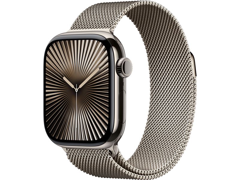 Apple Watch Series 10 42 mm LTE Natural Titanium Loop Milan Eine glatte Zehn