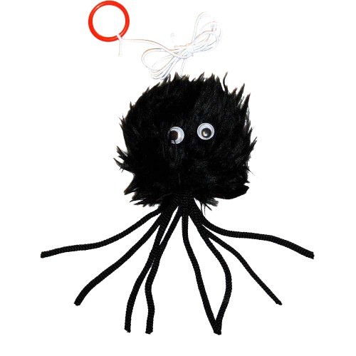 Aranha de brinquedo preta com erva-de-gato para gatos