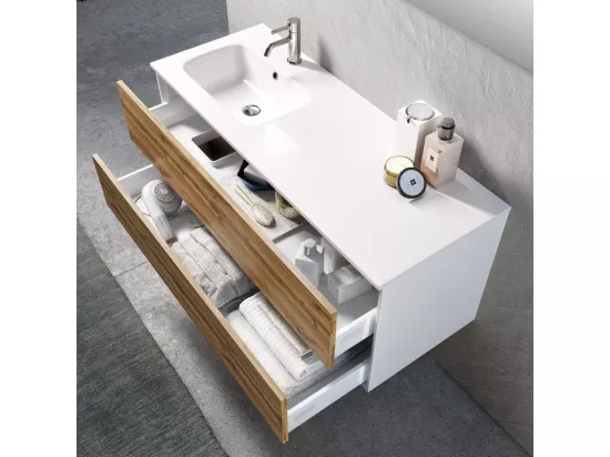 Ensemble de salle de bain vasque SX 4 pièces IGEA chêne miel