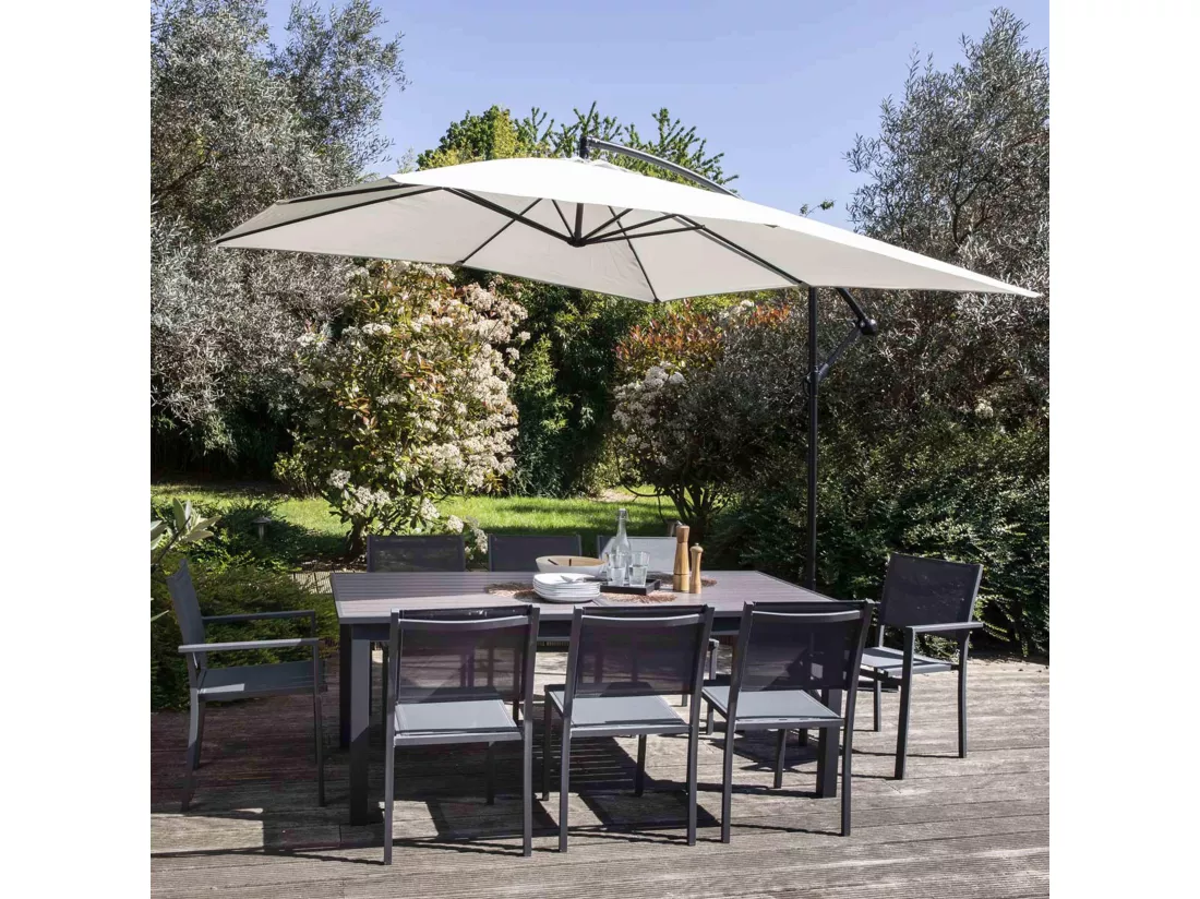 Parasol déporté 3x3m aluminium écru - Genova