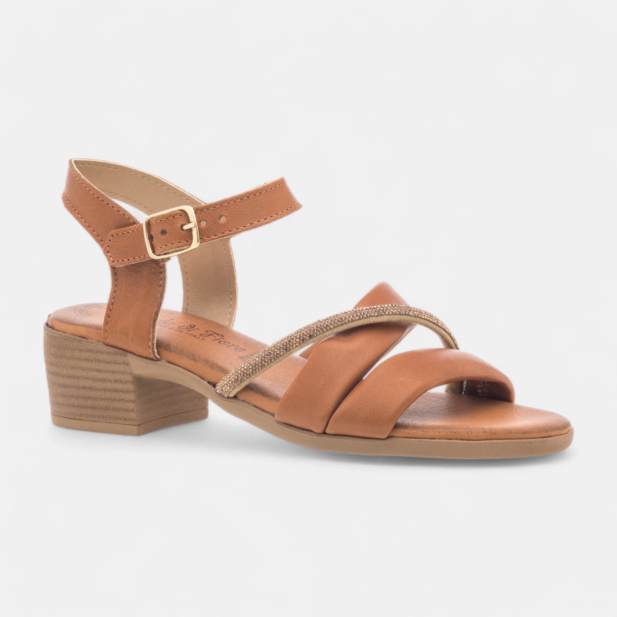 Nu-pieds Femme en cuir cognac