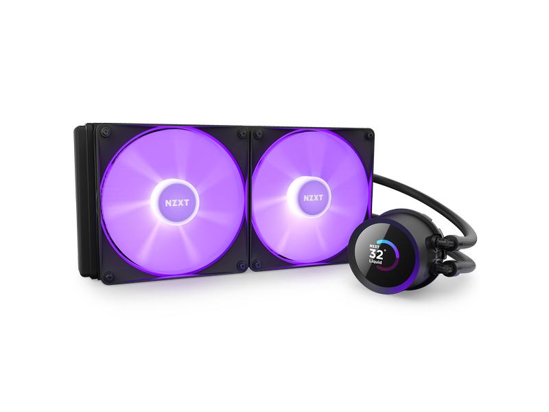 NZXT Wasserkühlung Kraken 280 RGB Schwarz Wasserkühler für Intel und AMD Prozessorsockel mit LCD-Anzeige und RGB-Lüftern