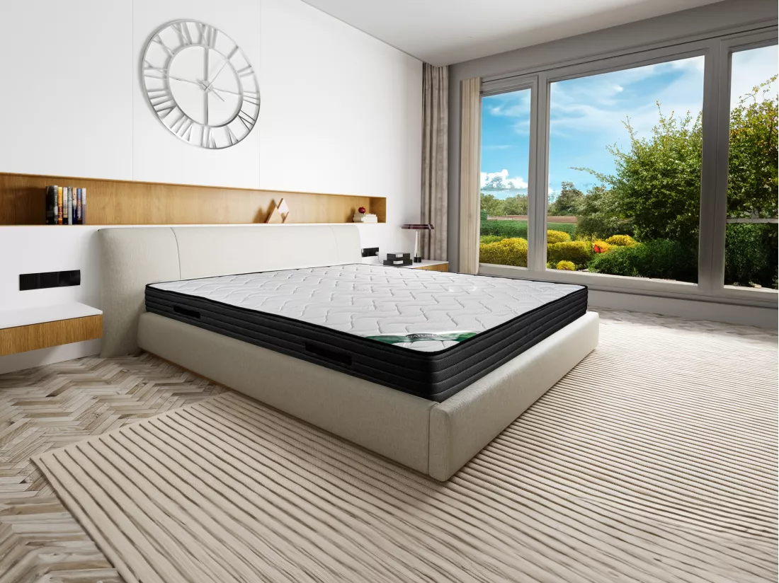 Matelas 140 x 190 cm mousse et coutil bambou ép.25cm - BERENDI de NATUREA