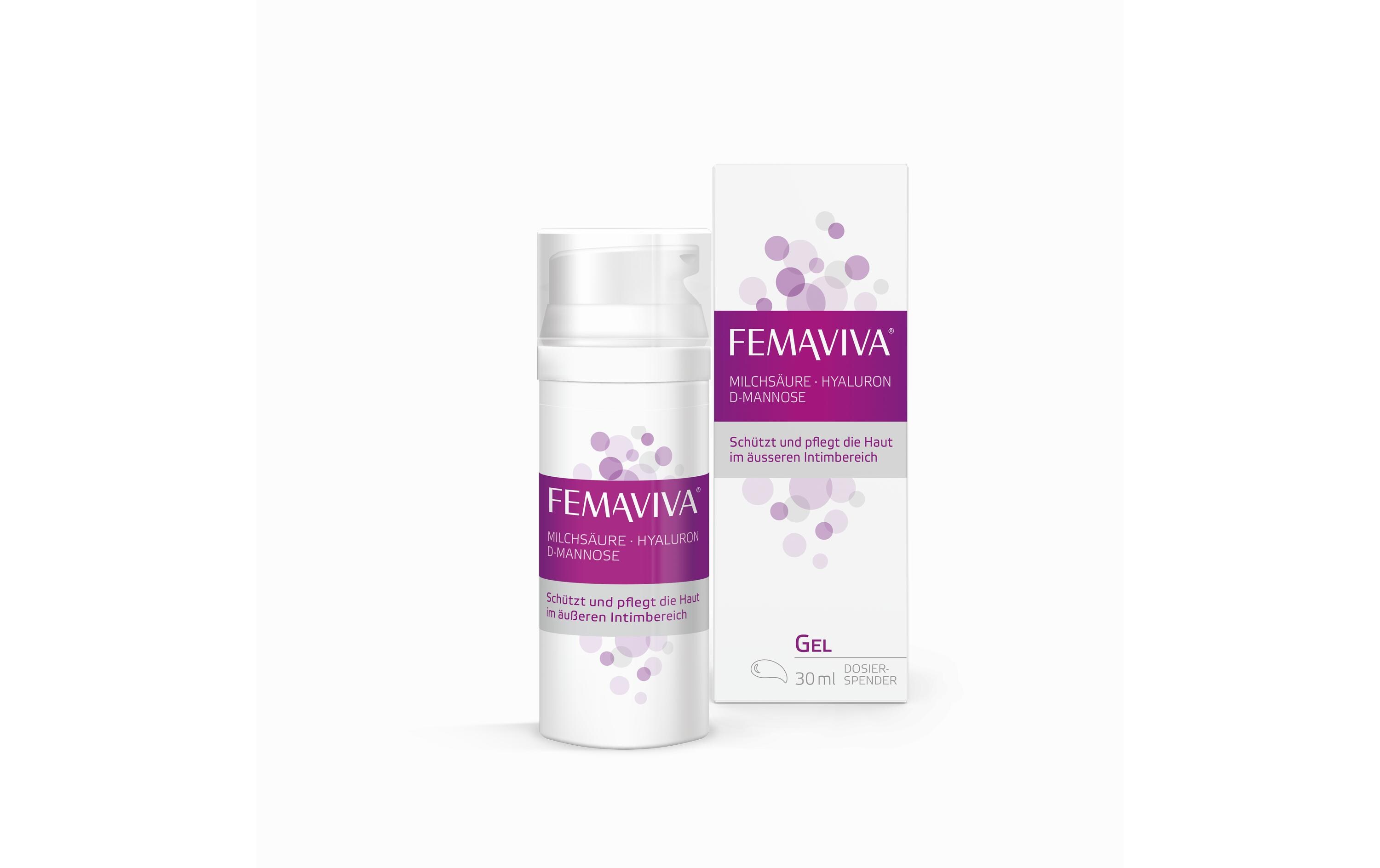 Intimpflege Femaviva Gel Dispenser 30 mlVeganes Pflegegel in hygienischem Airless Dispenser
