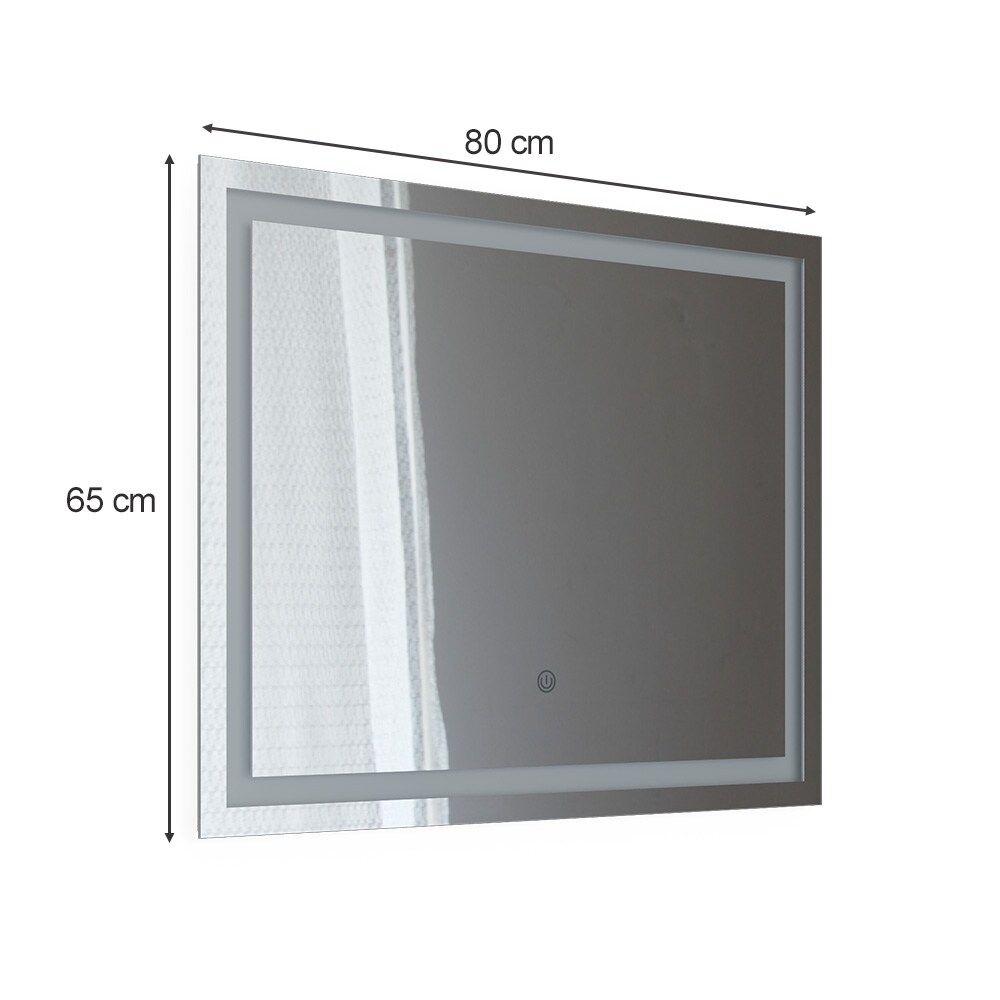 Vicco Badspiegel Viola mit LED-Beleuchtung 80x65cm, Spiegel für das Badezimmer