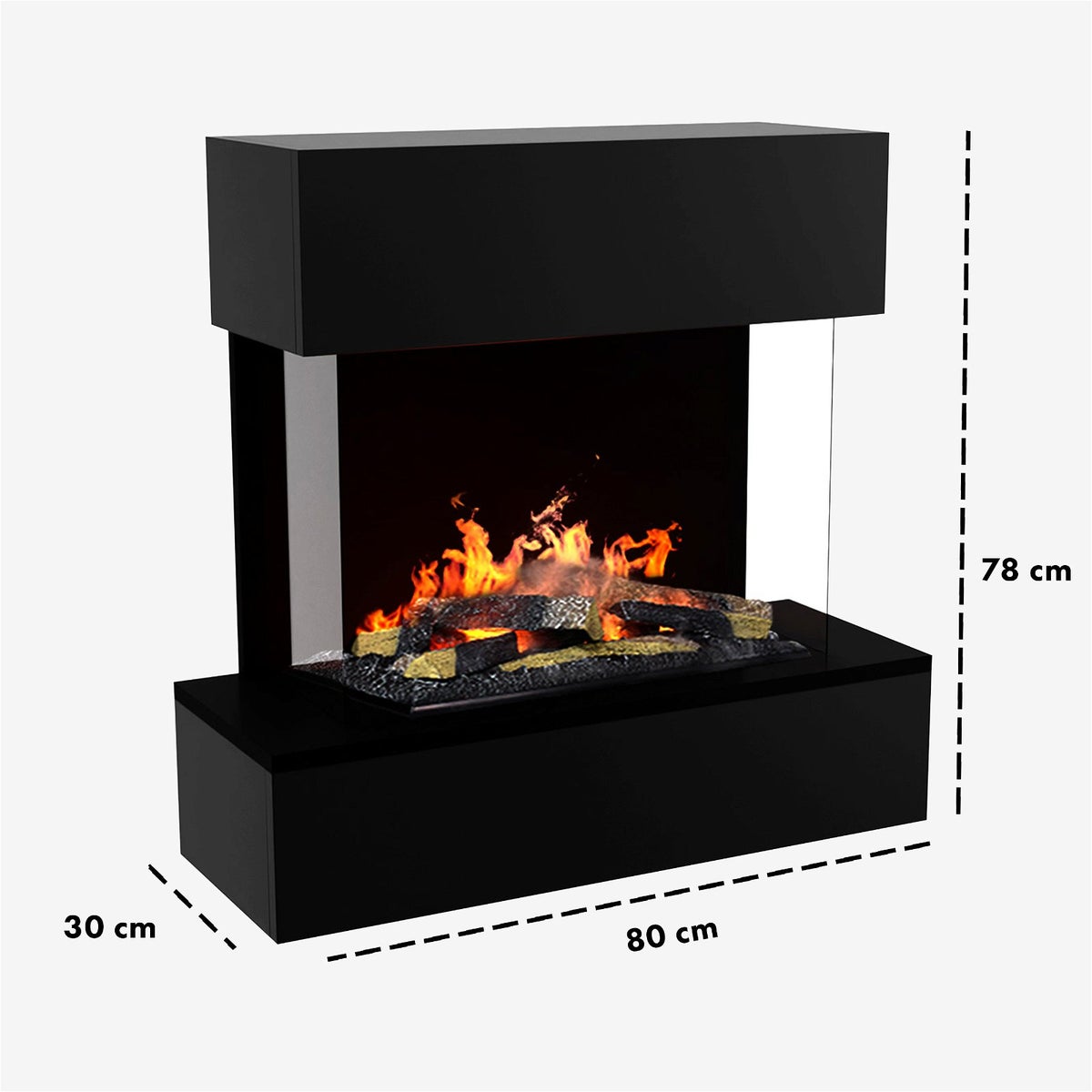 GLOW FIRE Elektrische haard 'Hölderlin Sims' | Waterdamphaard met OMC 600 inclusief hout in zwart als wandhaard | HxBxD: 88x80x30 cm